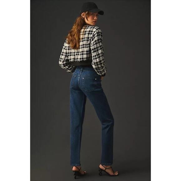 Pilcro Mid Rise Slim Boyfriend Jeans Size 32 Dark Blue Crop Casual Anthropologie - Picture 4 of 14